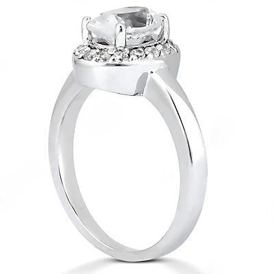 Echt Ovaler Diamant Halo Ring 1,25 Kt Weißgold 14K
