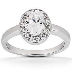 Echt Ovaler Diamant Halo Ring 1,25 Kt Weißgold 14K