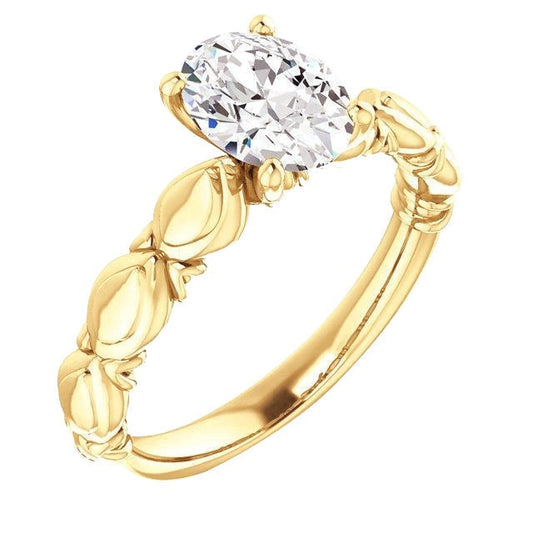 Echt Ovaler Diamant-Jubiläums-Solitärring 1,50 Karat Gelbgold 14K