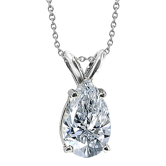 Echt Riesiger Birnendiamant 4 Karat Anhänger Schmuck Goldhalskette
