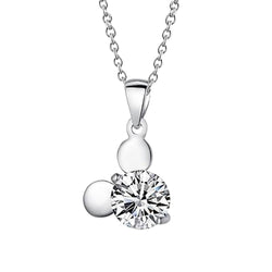 Echt Runde Aus der Erde Abgebauter Natürlicher Diamant-Anhänger-Halskette im Brillantschliff 2.50 Karat Weißgold 14K