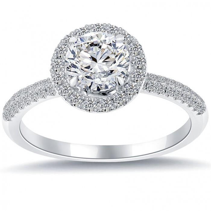 Echt Runder Diamant-Halo-Verlobungsring mit 2,90 Karat