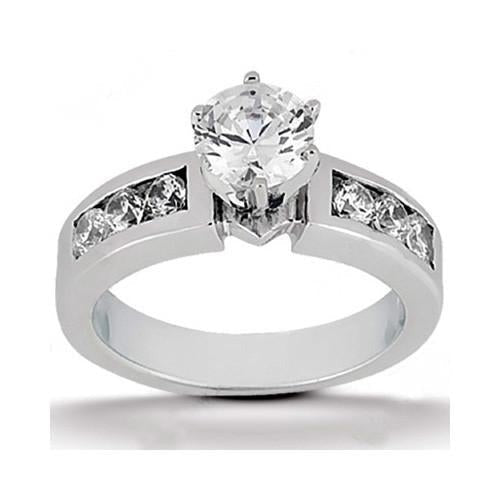 Echt Runder Diamant-Weißgold-Verlobungsring für Frauen 1,61 ct. Mit Akzenten