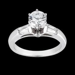 Echt Runder Diamanten und Baguette Diamanten 1,25 Karat Drei-Steine-Ring Weißgold Neu