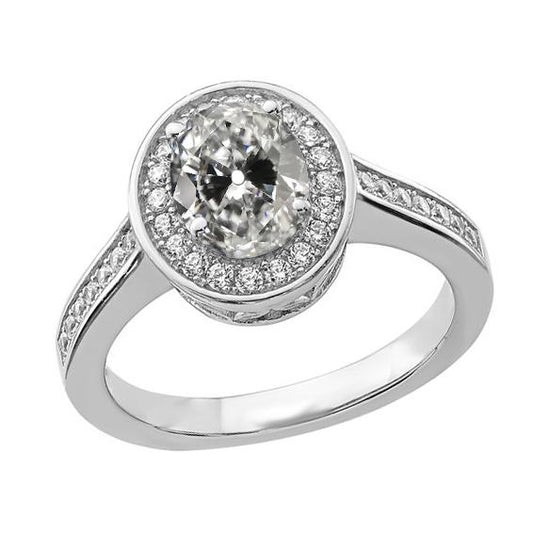 Echt Runder & Ovaler Halo-Ring im alten Minenschliff mit Akzenten Schmuck 3.50 Karat Gold