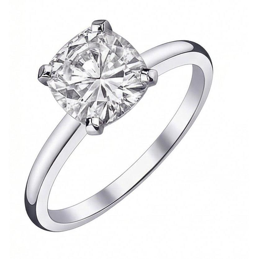 Echt Solitaire Aus der Erde Abgebauter Natürlicher Diamant 2.01 Karat Kissen-Aus der Erde Abgebauter Natürlicher Diamantring