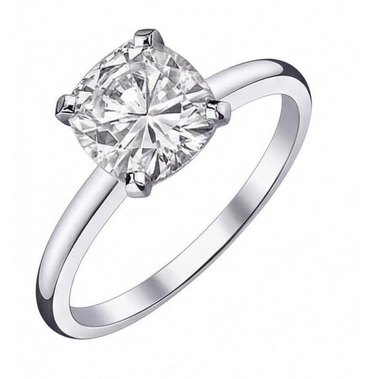 Echt Solitaire Aus der Erde Abgebauter Natürlicher Diamant 2.01 Karat Kissen-Aus der Erde Abgebauter Natürlicher Diamantring