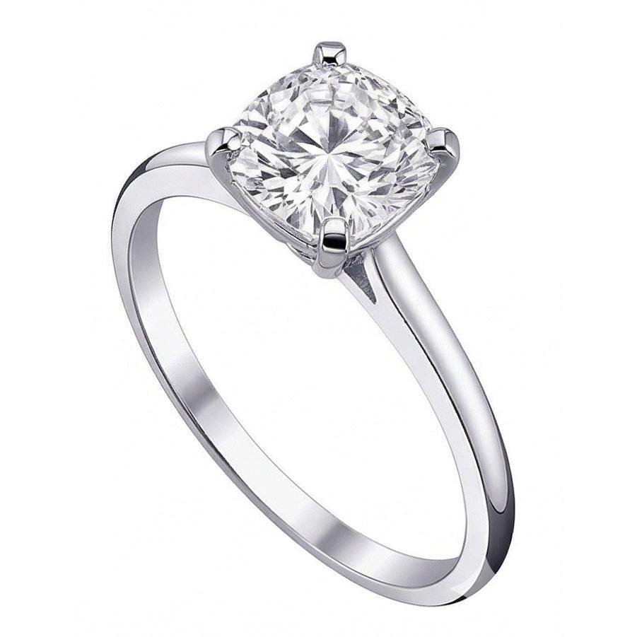 Echt Solitaire Aus der Erde Abgebauter Natürlicher Diamant 2.01 Karat Kissen-Aus der Erde Abgebauter Natürlicher Diamantring