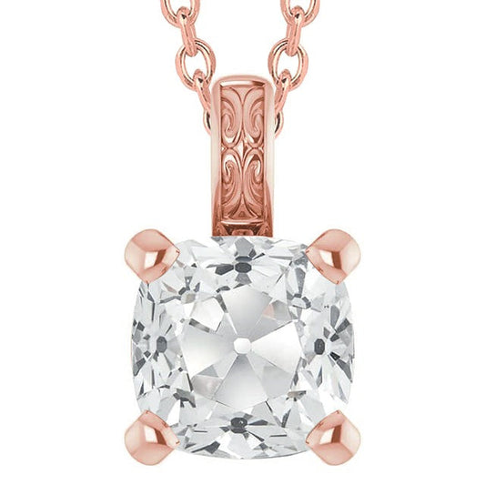 Echt Solitaire Big Diamant Anhänger 5 Karat Kissen alter Bergmann Slide Chain