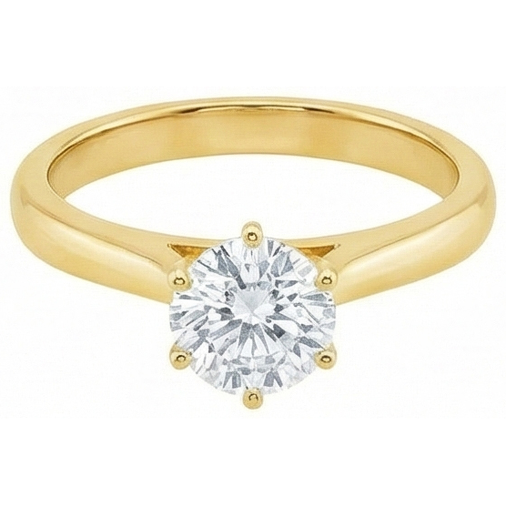 Echt Solitär-Aus der Erde Abgebauter Natürlicher Diamant-Verlobungsring Gelbgold 1,51 ct.