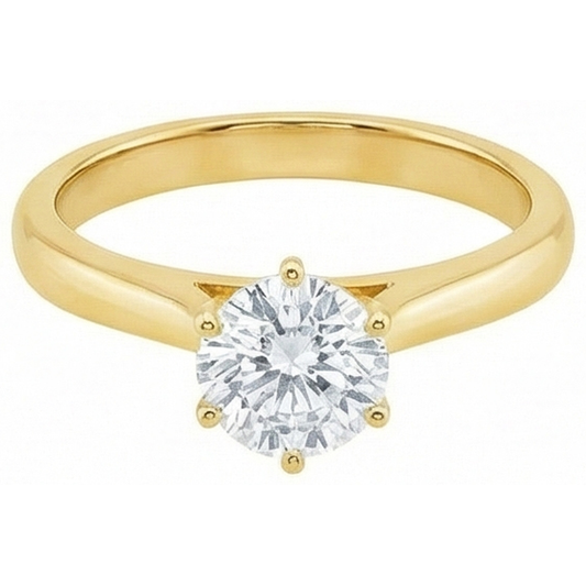 Echt Solitär-Aus der Erde Abgebauter Natürlicher Diamant-Verlobungsring Gelbgold 1,51 ct.
