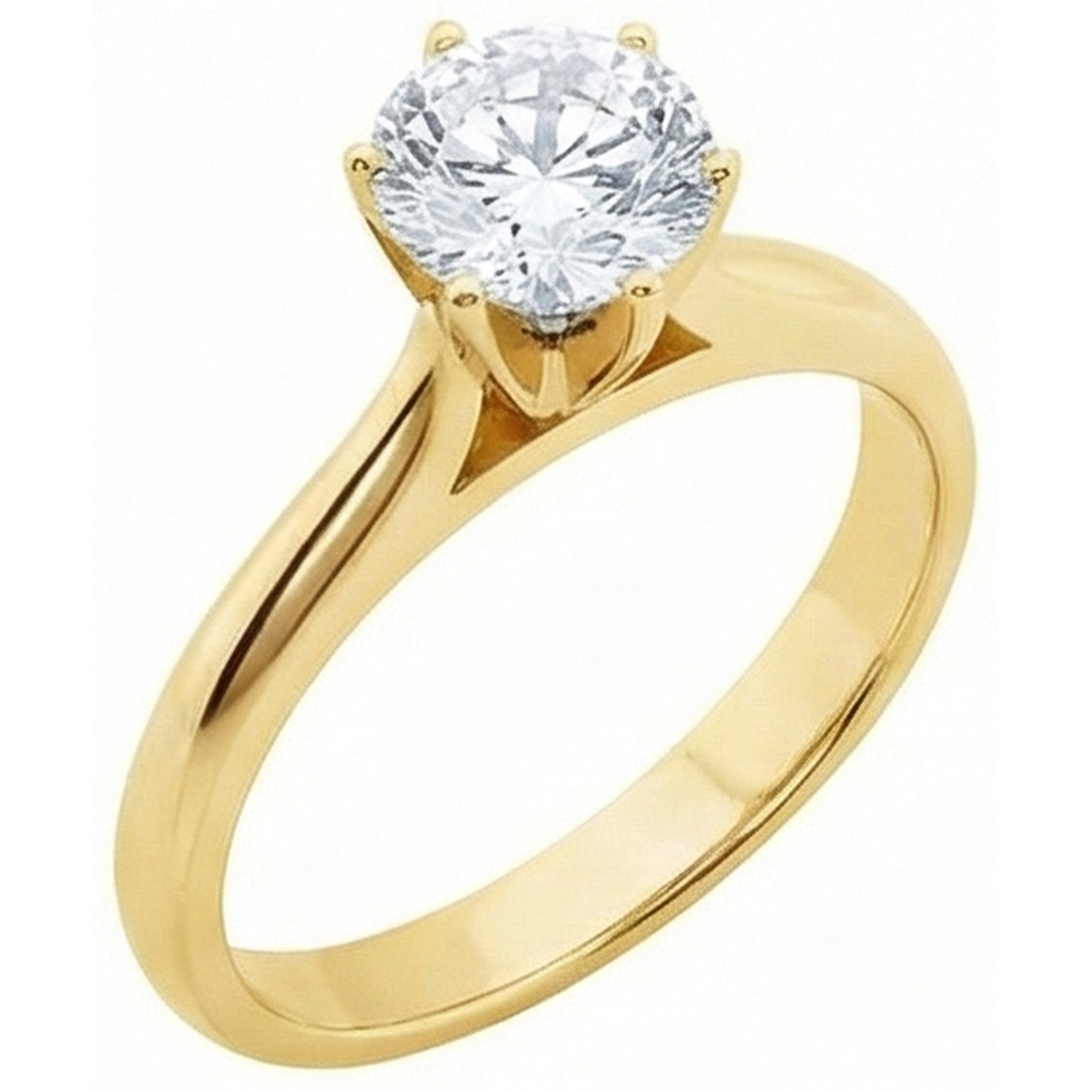 Echt Solitär-Aus der Erde Abgebauter Natürlicher Diamant-Verlobungsring Gelbgold 1,51 ct.