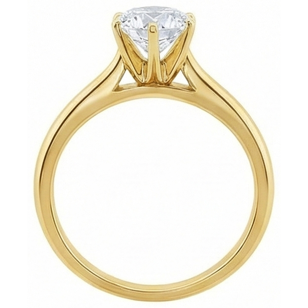 Echt Solitär-Aus der Erde Abgebauter Natürlicher Diamant-Verlobungsring Gelbgold 1,51 ct.