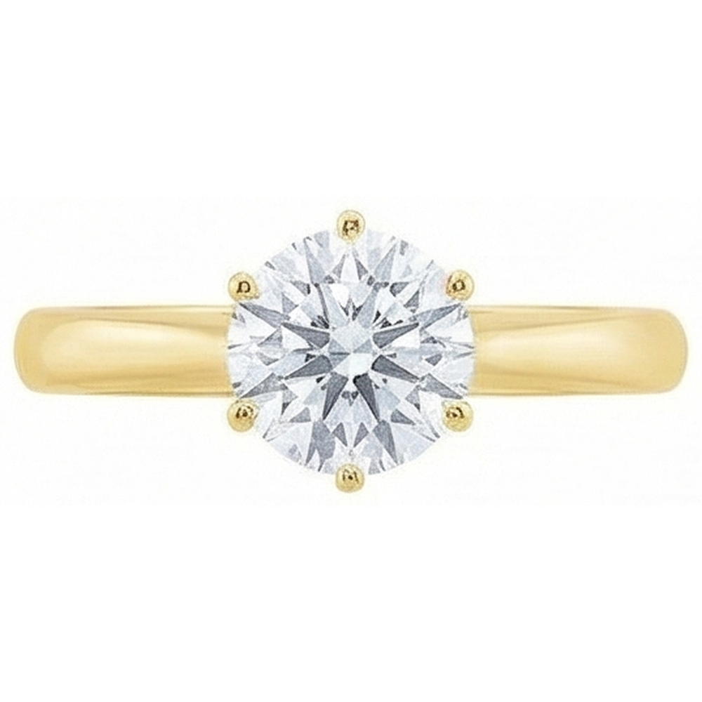 Echt Solitär-Aus der Erde Abgebauter Natürlicher Diamant-Verlobungsring Gelbgold 1,51 ct.