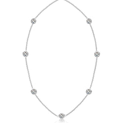 Echte 3,50-ct-Diamant-Yard-Halskette, 46 cm lange Zargenfassung, 14-karätiges Weißgold