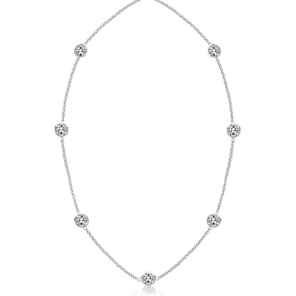 3,50 ct Diamanten Yard Halskette 18 Zoll Lünettenfassung Weißgold 14K - harrychadent.de