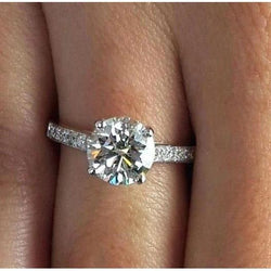 Echter 1,45-ct-Diamant-Verlobungsring im Rundschliff aus 14-karätigem Weißgold