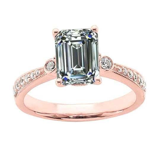 Echter 3 ct-Smaragd-Diamant-Ring im Antik-Stil
