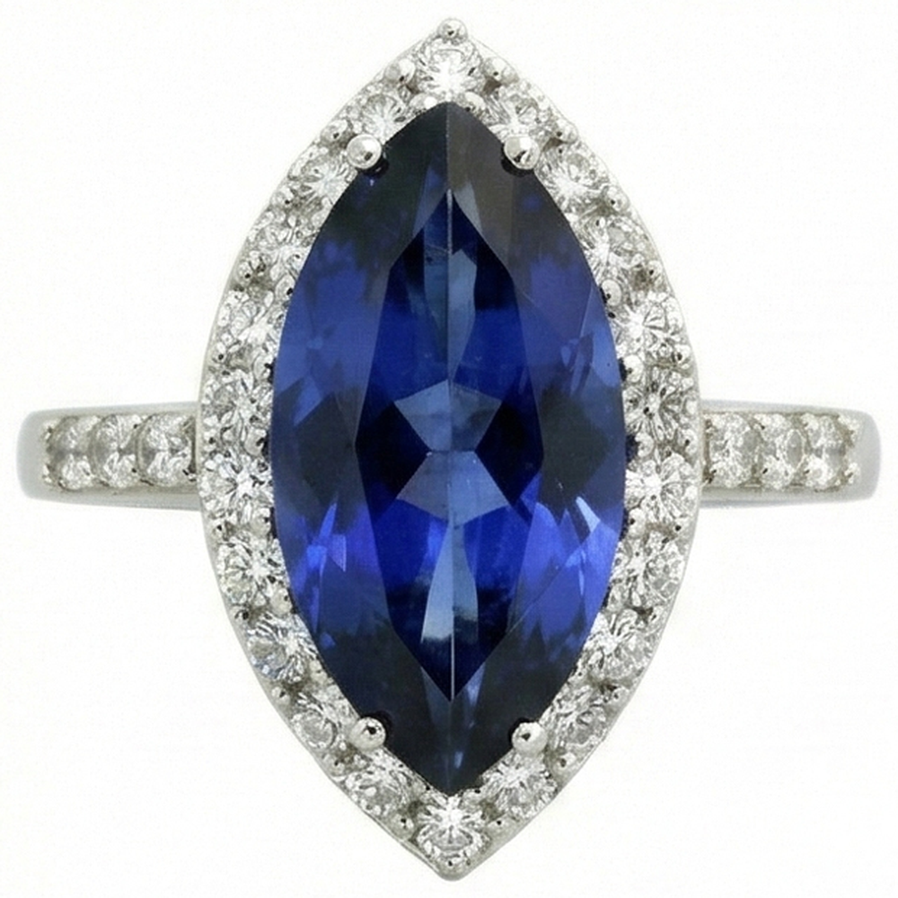 Echter 4 Carat Marquise-Saphir-Ring