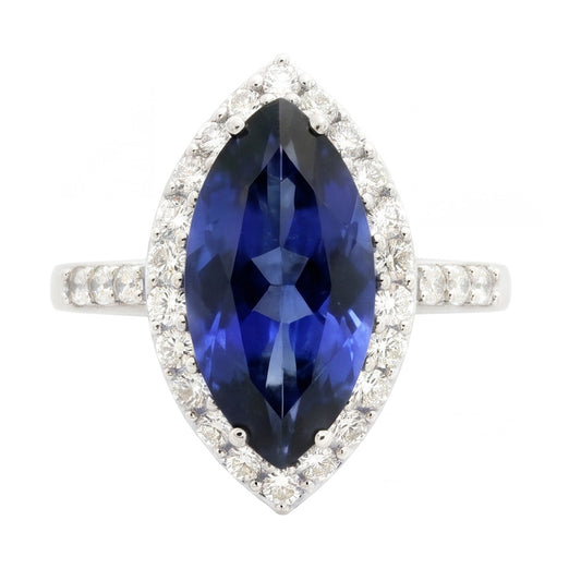 Echter 4 Carat Marquise-Saphir-Ring