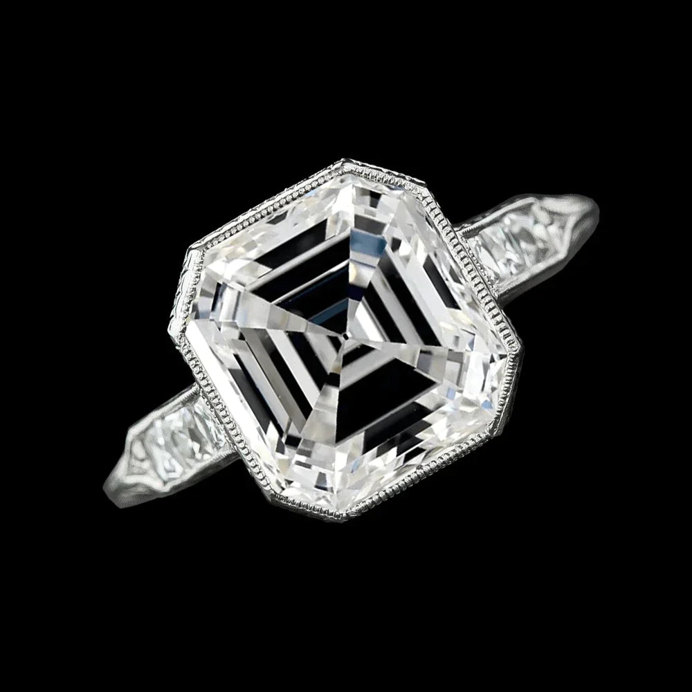 Echter 8 Karat großer Asscher-Diamant-Ehering