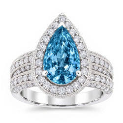 Echter Diamant Ring 3 Karat - 14K Weißgold