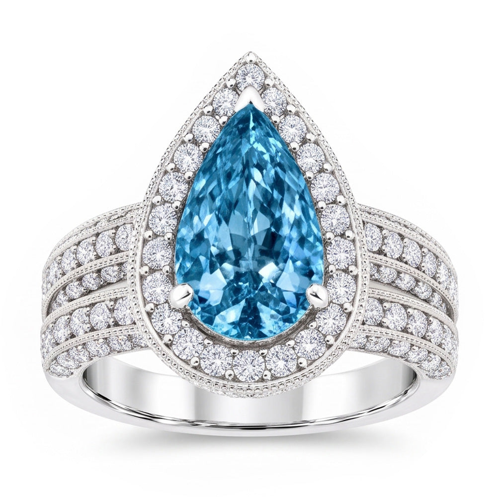 Echter Diamant Ring 3 Karat - 14K Weißgold