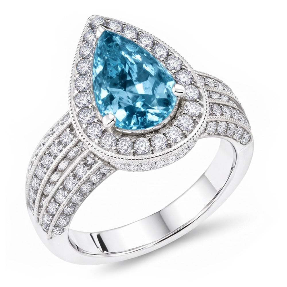 Echter Diamant Ring 3 Karat - 14K Weißgold
