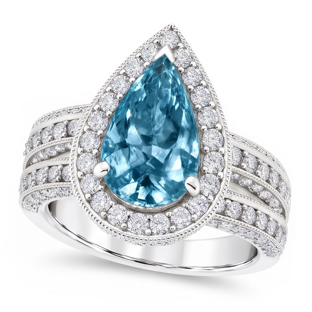 Echter Diamant Ring 3 Karat - 14K Weißgold