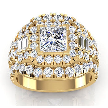 Princess Schliff Diamant Einsatz Verlobungsring Enhancer Gold 14K 4 Ct