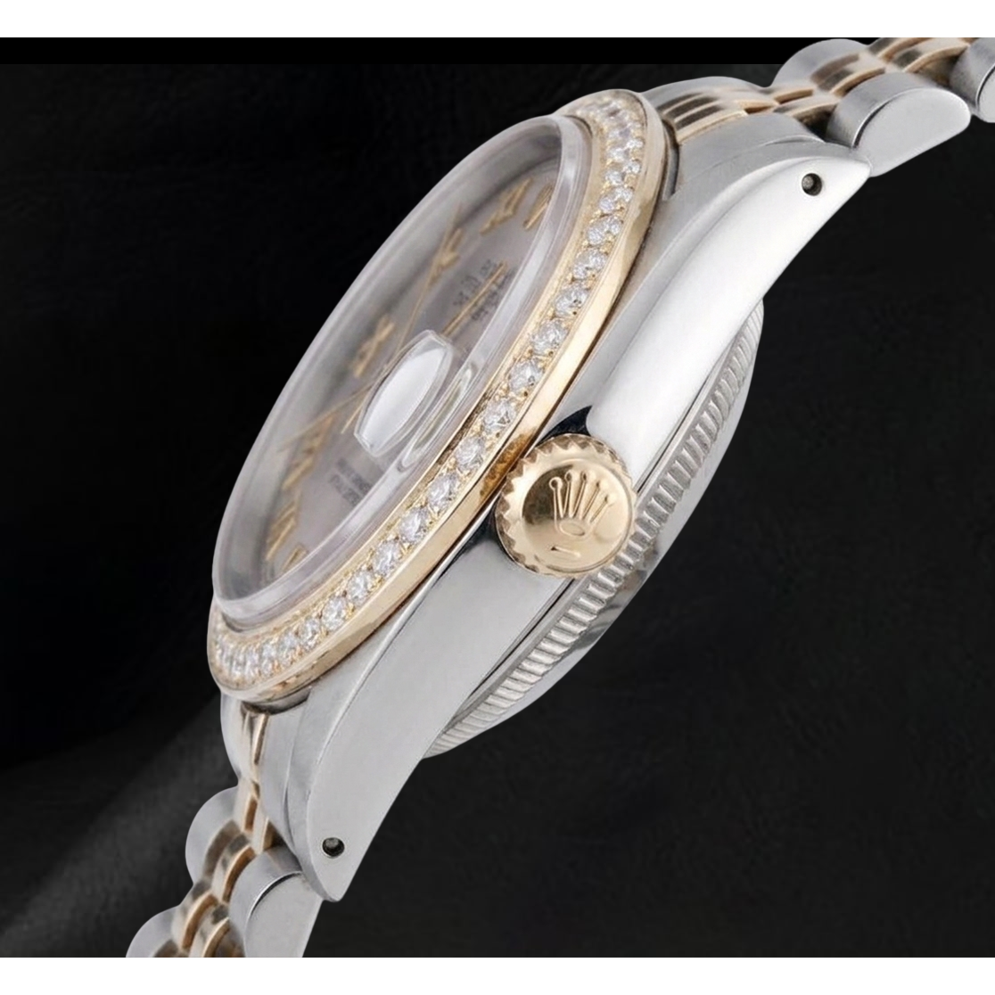 Echter Herren-Datejust-Uhr mit grauem römischen Zifferblatt und Diamantlünette, zweifarbig, Rolex...