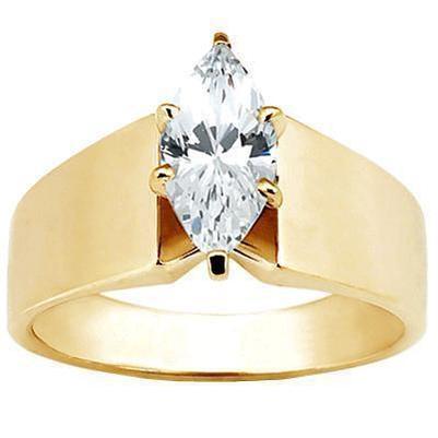 Echter Marquise-Diamant-Solitär-Verlobungsring aus 1,50 Karat Gelbgold