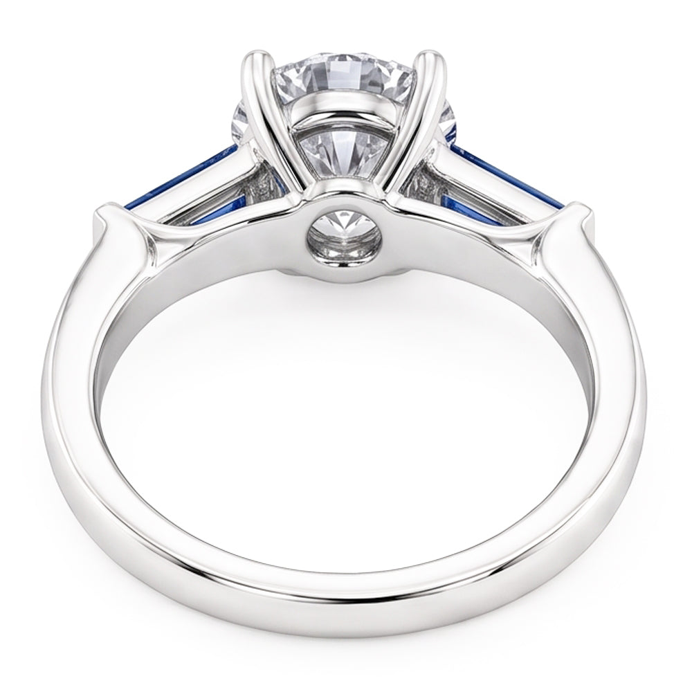 Echter Natürlicher Blauer Saphir-Aus der Erde Abgebauter Natürlicher Diamantring 3,20 ct. 3 Steinzeitlicher Bergmann