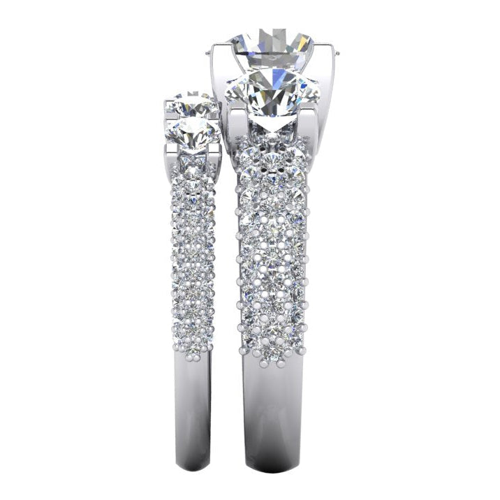 Diamanten Pave Verlobungsring 4,11 Karat Weißgold 14K Neu