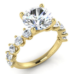 Echter Rund Diamant Ring Mit Akzenten Gelb Gold