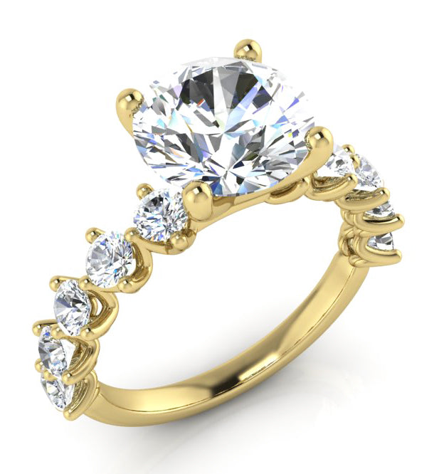 Echter Rund Diamant Ring Mit Akzenten Gelb Gold