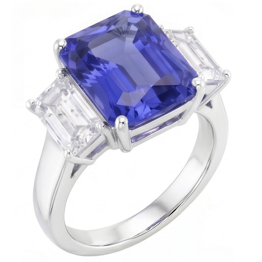 Echter Smaragd-Natürlicher Diamant ( nicht im Labor gezüchtet )ring aus Weißgold, 5 Karat, natürlicher Saphirschmuck, 14K