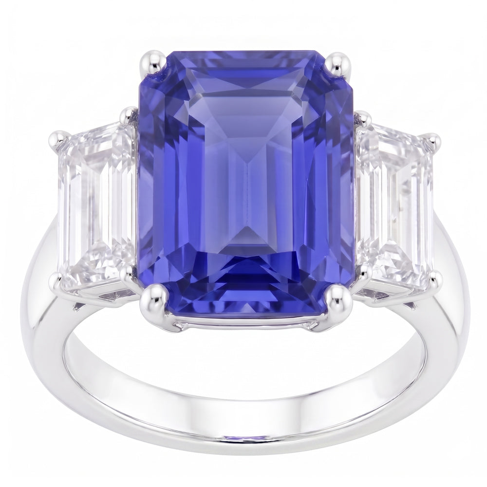 Echter Smaragd-Natürlicher Diamant ( nicht im Labor gezüchtet )ring aus Weißgold, 5 Karat, natürlicher Saphirschmuck, 14K