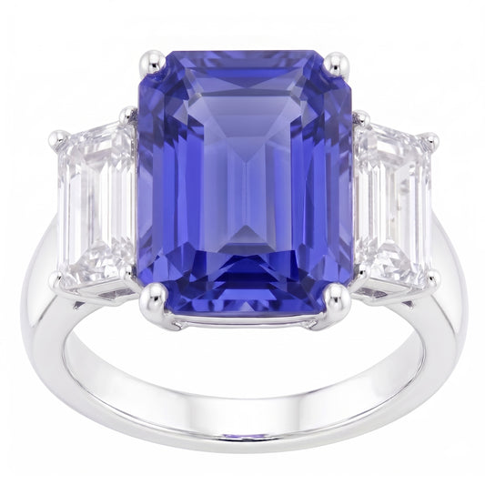 Echter Smaragd-Natürlicher Diamant ( nicht im Labor gezüchtet )ring aus Weißgold, 5 Karat, natürlicher Saphirschmuck, 14K