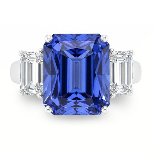 Echter Smaragd-Natürlicher Diamant ( nicht im Labor gezüchtet )ring aus Weißgold, 5 Karat, natürlicher Saphirschmuck, 14K