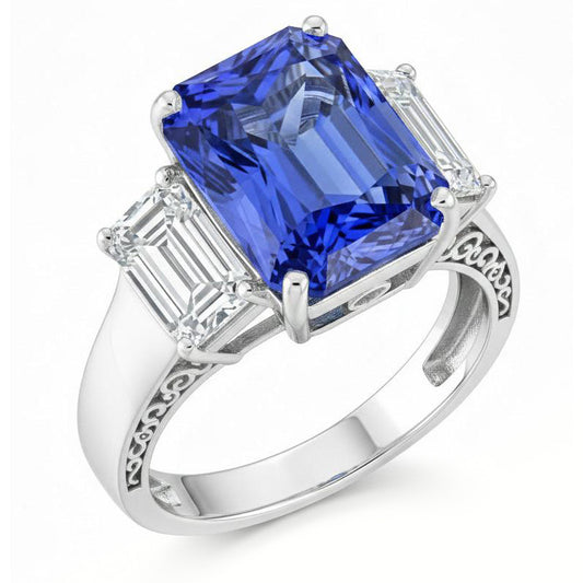 Echter Smaragd-Natürlicher Diamant ( nicht im Labor gezüchtet )ring aus Weißgold, 5 Karat, natürlicher Saphirschmuck, 14K