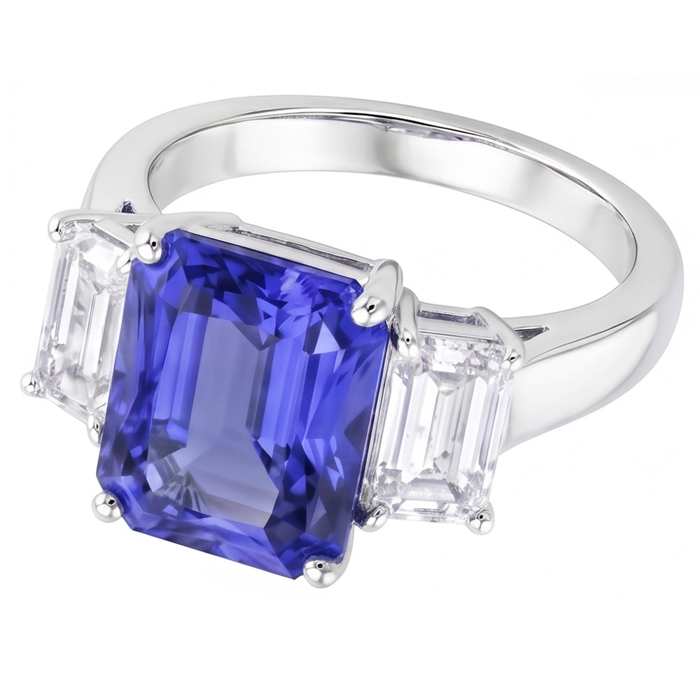 Echter Smaragd-Natürlicher Diamant ( nicht im Labor gezüchtet )ring aus Weißgold, 5 Karat, natürlicher Saphirschmuck, 14K