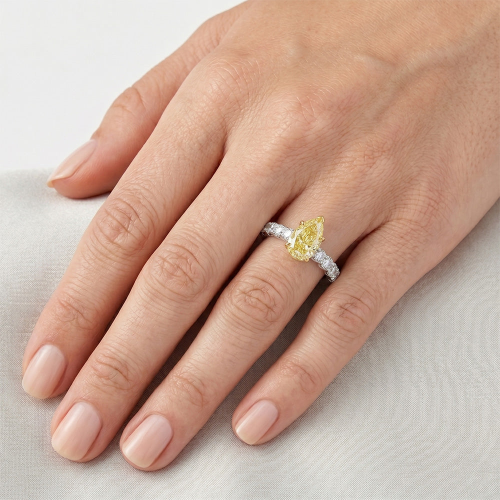Echter VVS Reinheit Fancy Gelber Diamant Schmuck-Ring 1,5 Karat