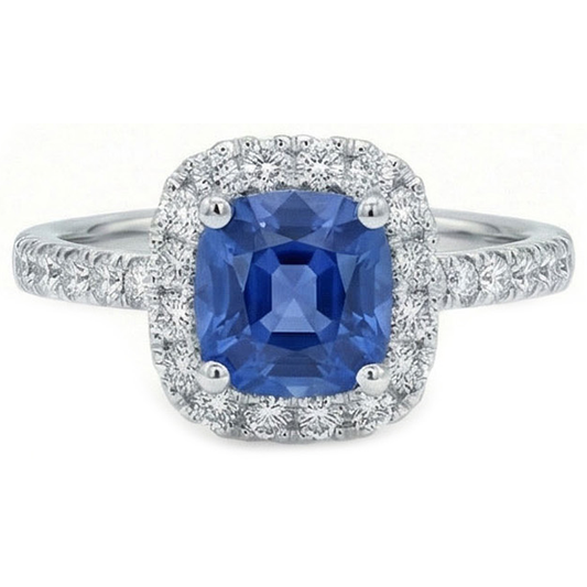 Echter Verlobungsring mit blauem Saphir