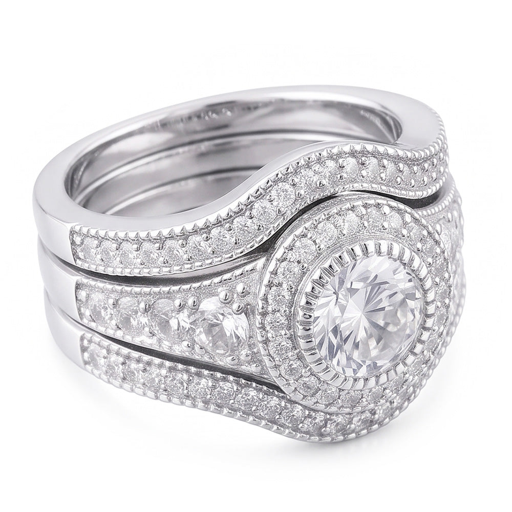 Echter Vintage-Jubiläumsring mit 4 Karat rundem Aus der Erde Abgebauter Natürlicher Diamant aus 14 Karat Weißgold