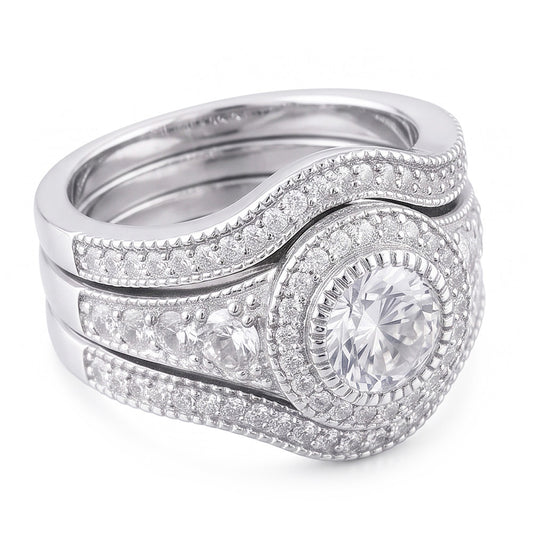 Echter Vintage-Jubiläumsring mit 4 Karat rundem Aus der Erde Abgebauter Natürlicher Diamant aus 14 Karat Weißgold