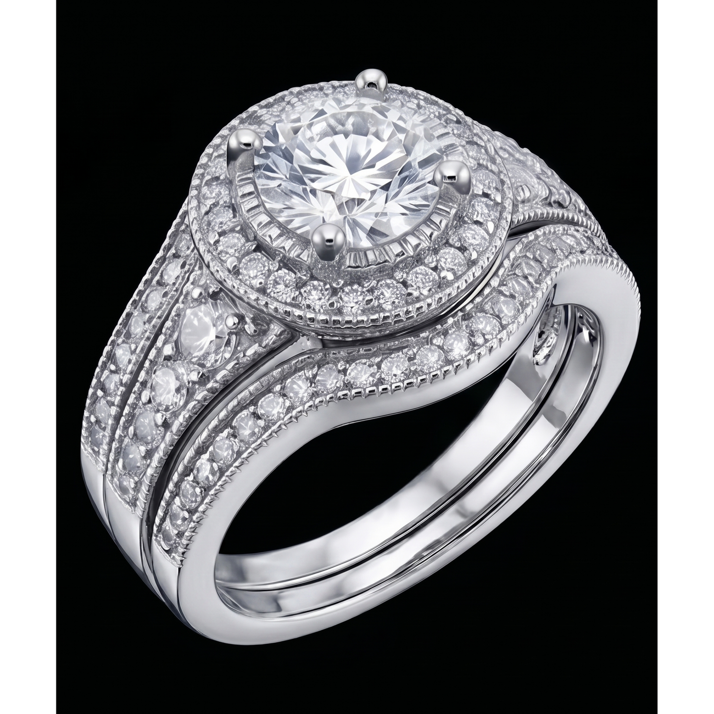 Echter Vintage-Jubiläumsring mit 4 Karat rundem Aus der Erde Abgebauter Natürlicher Diamant aus 14 Karat Weißgold