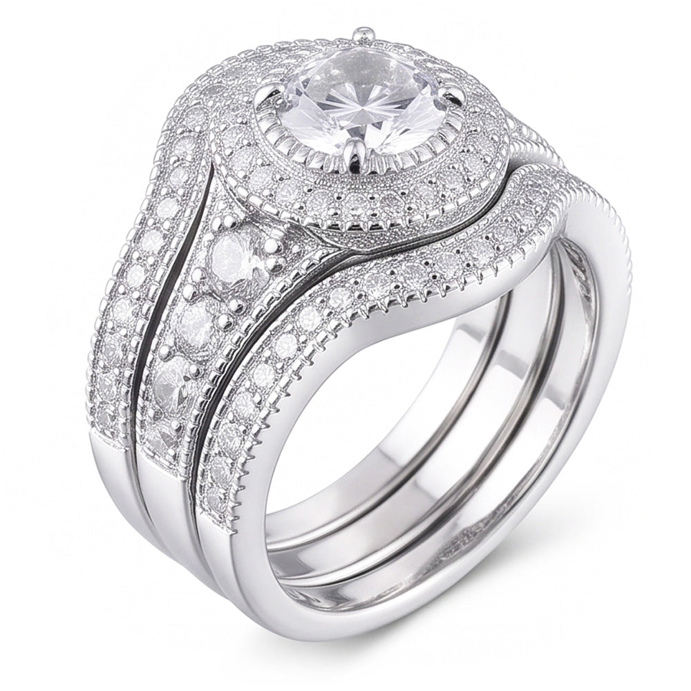 Echter Vintage-Jubiläumsring mit 4 Karat rundem Aus der Erde Abgebauter Natürlicher Diamant aus 14 Karat Weißgold