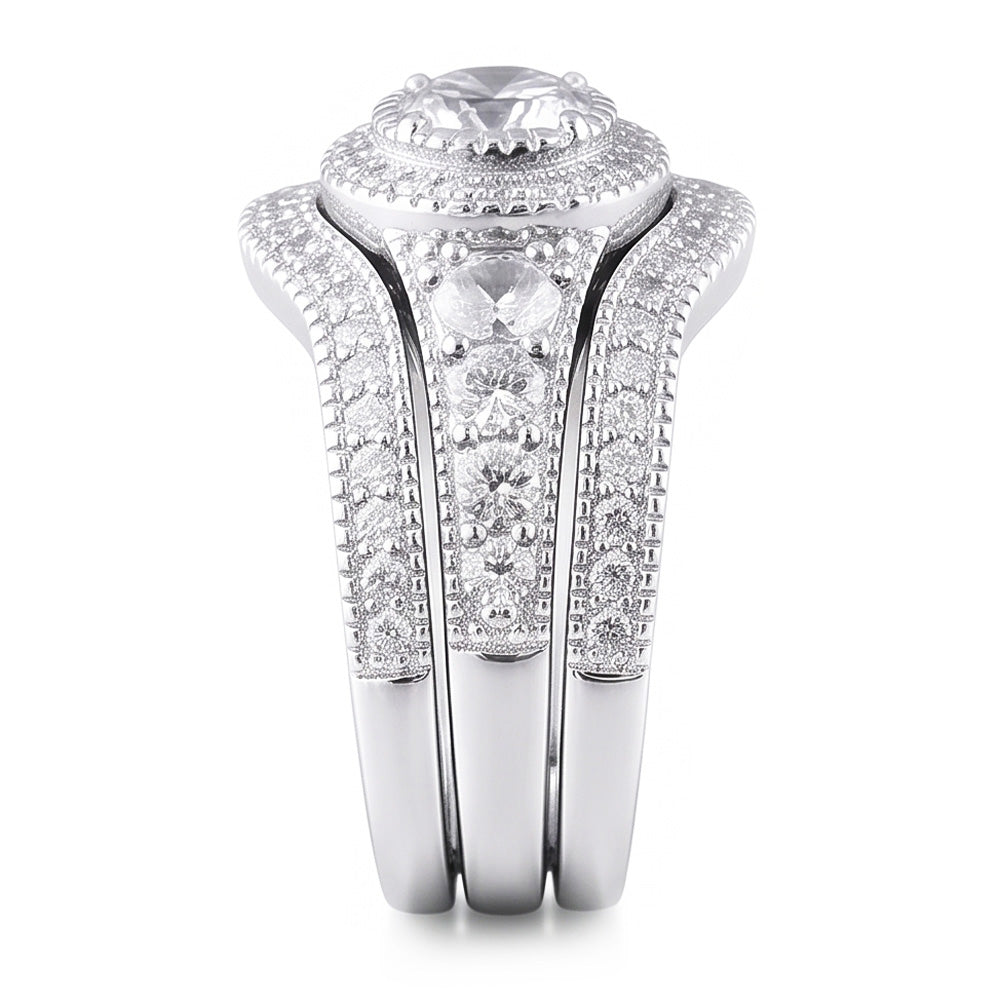 Echter Vintage-Jubiläumsring mit 4 Karat rundem Aus der Erde Abgebauter Natürlicher Diamant aus 14 Karat Weißgold