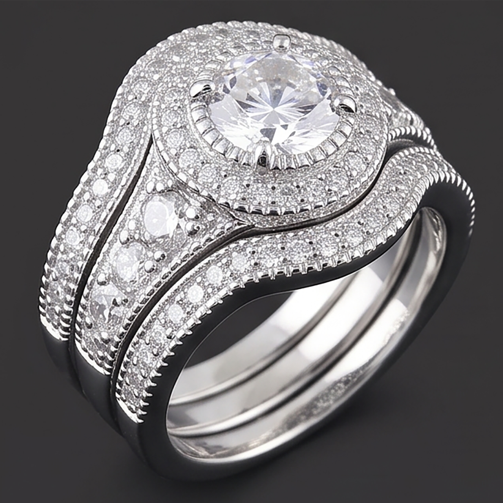 Echter Vintage-Jubiläumsring mit 4 Karat rundem Aus der Erde Abgebauter Natürlicher Diamant aus 14 Karat Weißgold